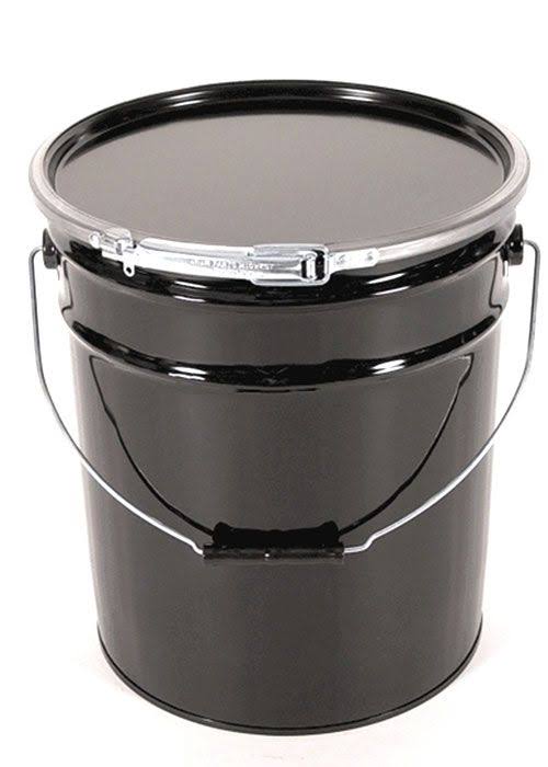 5 Gallon Steel Pail Plain Top with Lever Lock, Rust Inhibitor Inner Lining, Black Outter