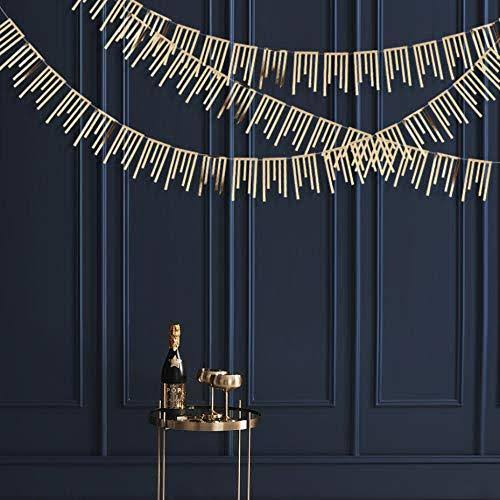 40ft Champagne Gold Tassel Banner Bunting Double Sided Metallic Paper Garland Streamer for Birthday Engagement Bachelorette Wedding Bridal Shower