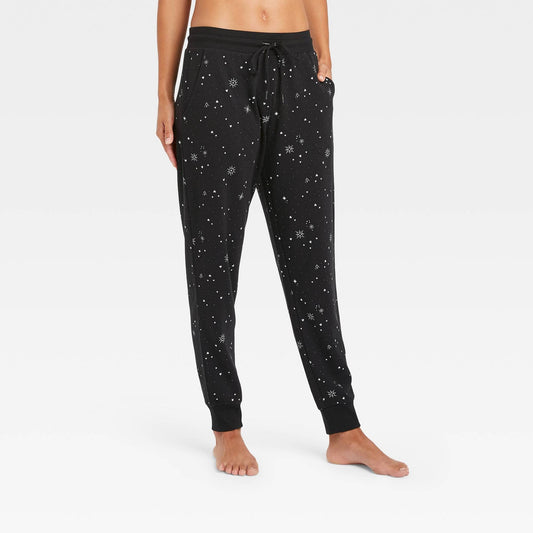 Womens Beautifully Soft Fleece Lounge Jogger Pants - Stars Above Charcoal 4X