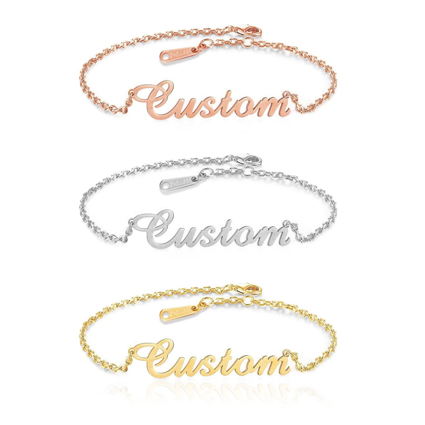 Women Girls YESTIME Custom Name Bracelets 18K Gold Plated Adjustable Personalized Name Anklet Bracelets