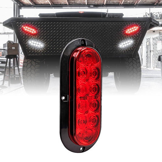 2pc Sufrace-Mount Amber 6 Oval LED Trailer Tail Light Kit - Dot FMVSS 108 SAE i6P