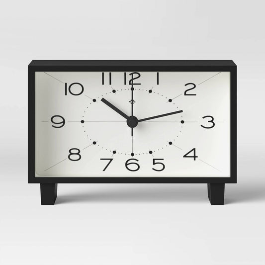 6 Rectangle Mantel Clock Black - Threshold