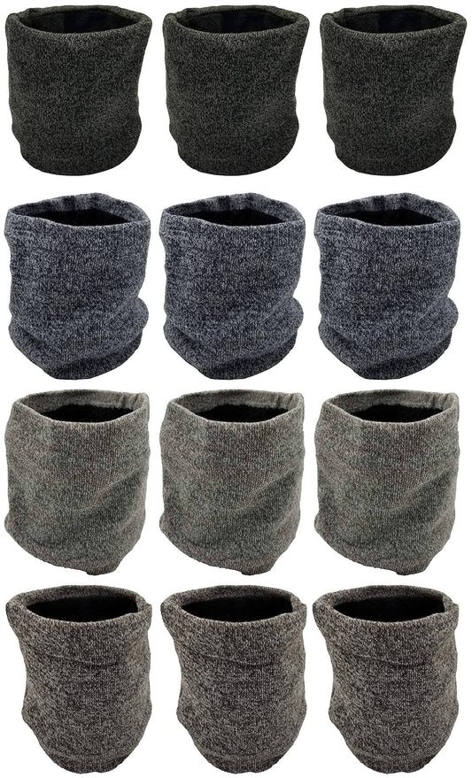 Winterlace Winter Thermal Neck Gaiter, 4 Pack Fleece Lined Interior Scarf Tube Wrap