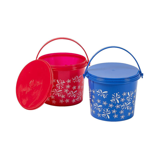 12 PC 4 Patriotic BPA-Free Plastic Pails with Lid