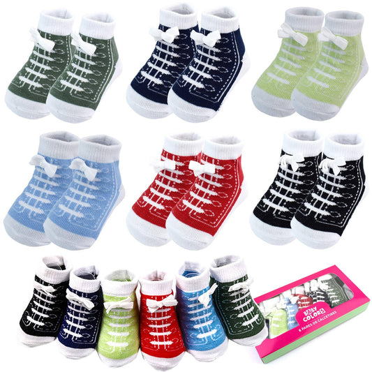 6 Pairs 0-6 Month Baby Cotton Sneaker Newborn Ankle Sock Toddler Crew Walkers Bootie Infant Slippers Socks