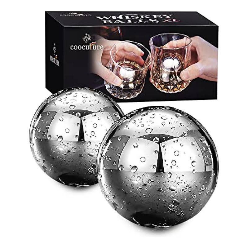 Whiskey Balls Reusable Stainless Steel Metal Ice Sphere Cubes Beverage Chilling Rocks Whiskey Stones for Red Wine, Bar Beer, Scotch, Vodka Drinks