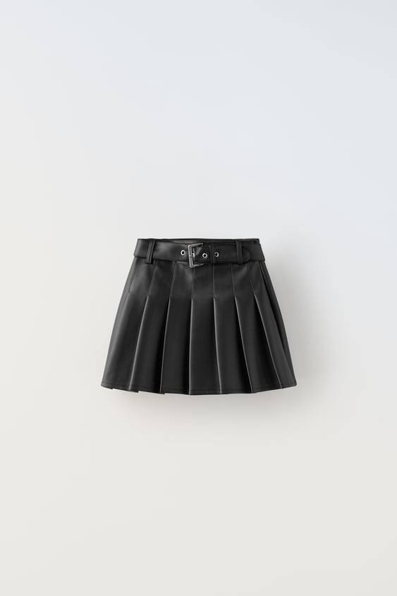 Zara Faux Leather Box Pleat Skirt