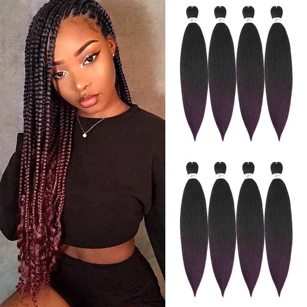 [Multi Packs Deal] Soku Spetra Pre-Stretched Braiding Hair Extensions 24 inch - 8 Bundles Synthetic Crochet Braids, Ombre Colorful Natural Easy Braid