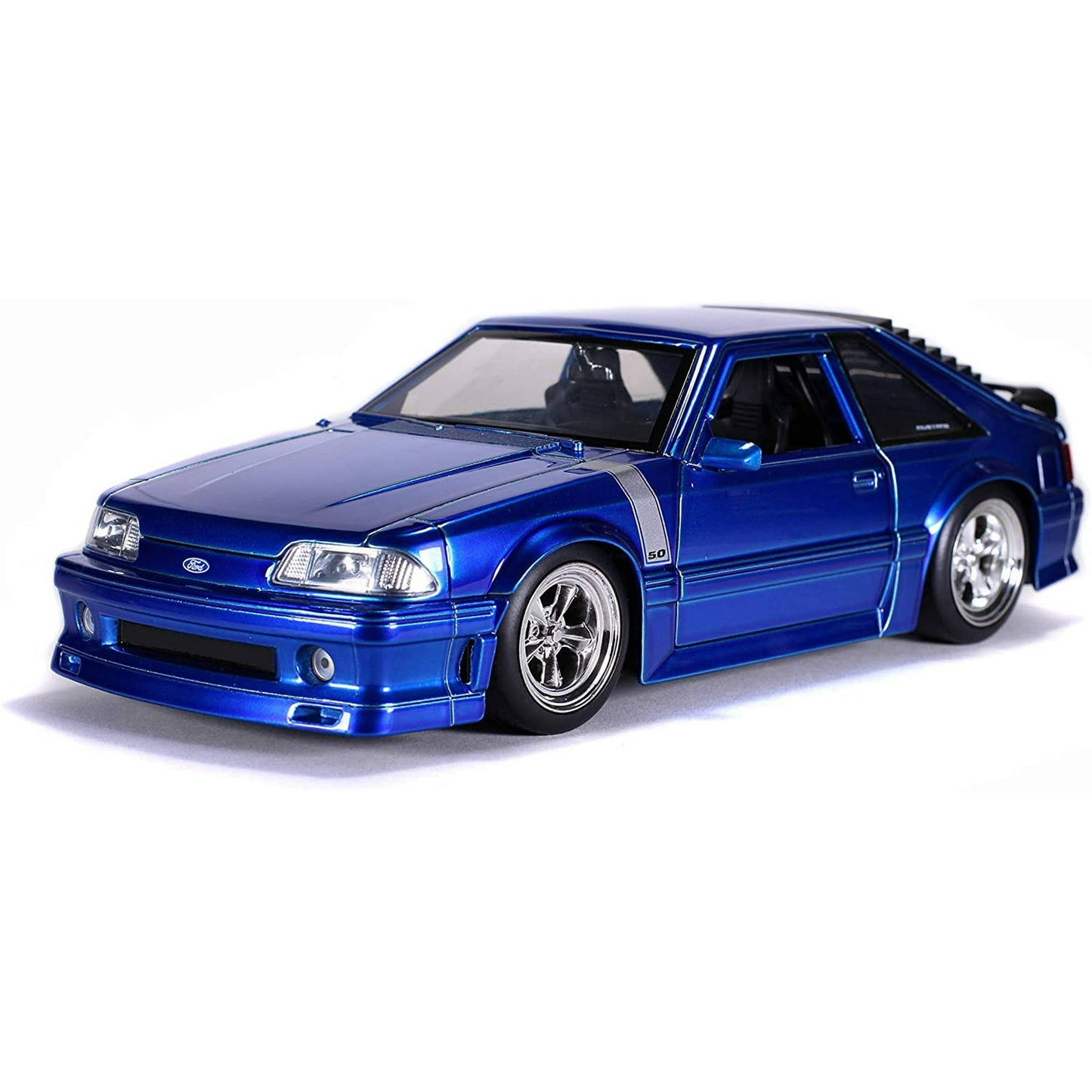 1989 Ford Mustang GT 5.0 Candy Blue with Silver Stripes Bigtime Muscle 1/24