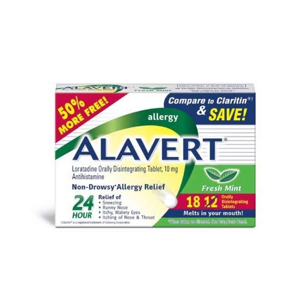 Alavert Allergy 24-Hour Relief, Orally Disintegrating Non-Drowsy Antihistamine Tablets, Fresh Mint, 60 Count