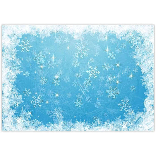 Allenjoy 7x5ft Ice Blue Winter Backdrop for Studio Photography 1st First Birthday Party Decoration Banner Festival White Snowflake Snowfall