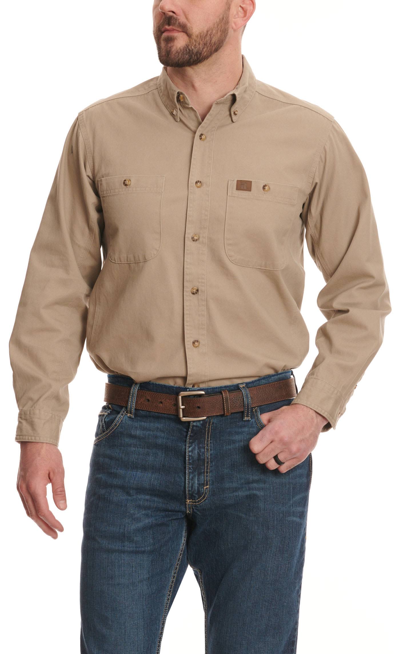 Wrangler Mens Riggs Workwear Twill Work Shirt (L Khaki)