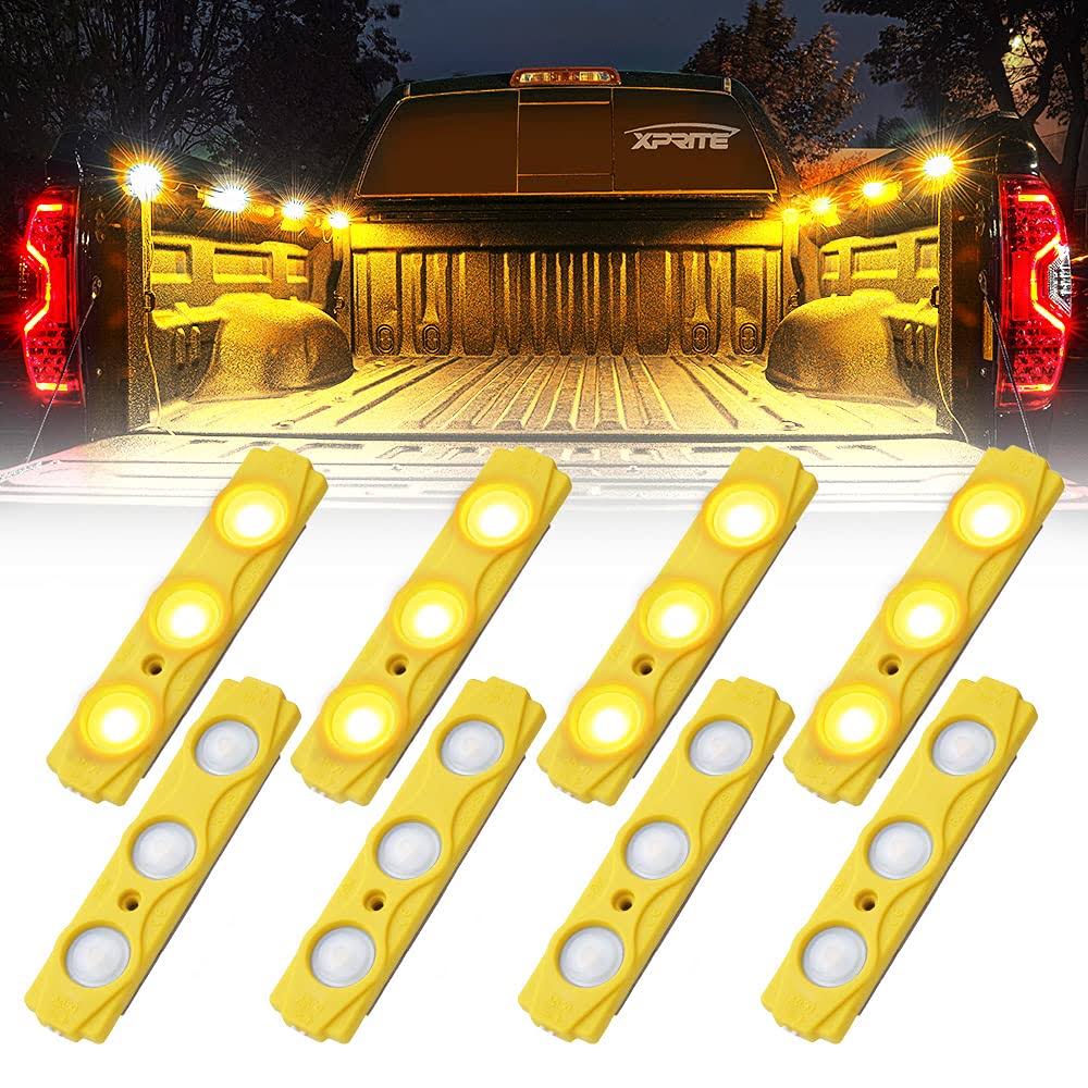 Xprite 8 LED Rock Light Pods Truck Bed Lighting Kit w/ Switch, Blue