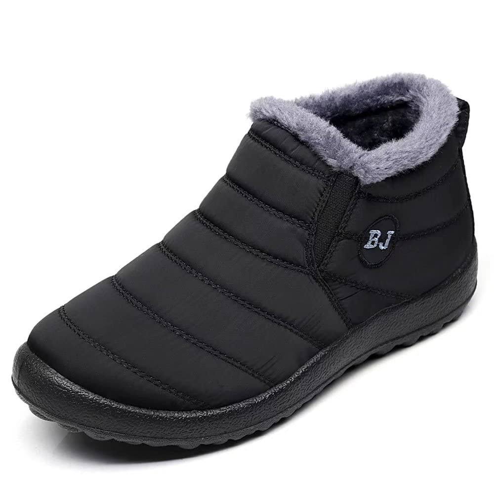 Women Warm Ankle Snow Boots Fur Lining Thickening Slip on Winter Shoes