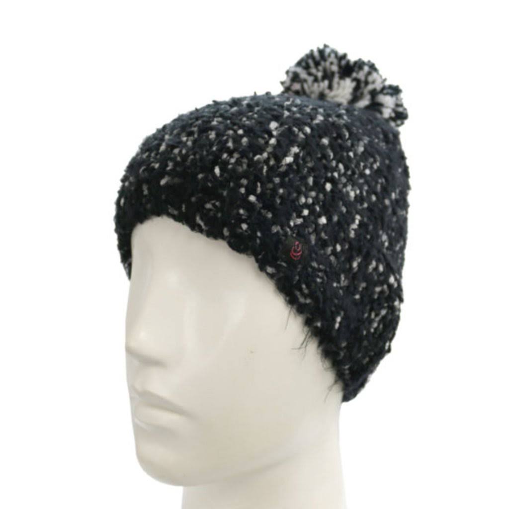 Womens Cuddl Duds Chenille Knit Beanie with Pom, Black