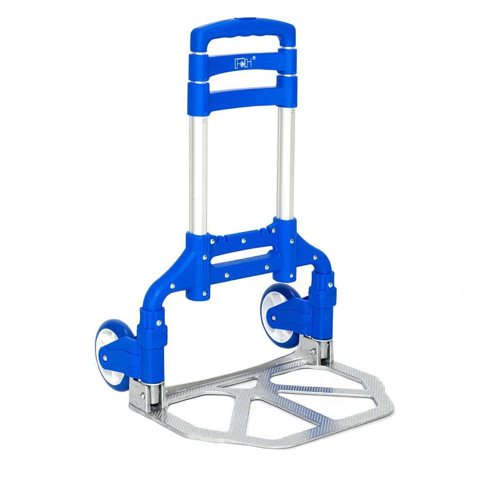 Winado 165 lbs. Capacity Aluminium Folding Dolly Push Hand Truck in Blue