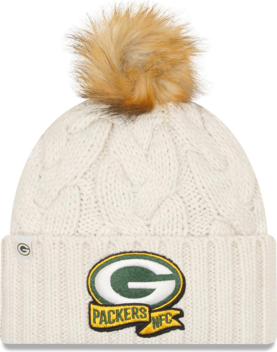 Womens New Era Cream Green Bay Packers 2022 Sideline Cuffed Knit Hat