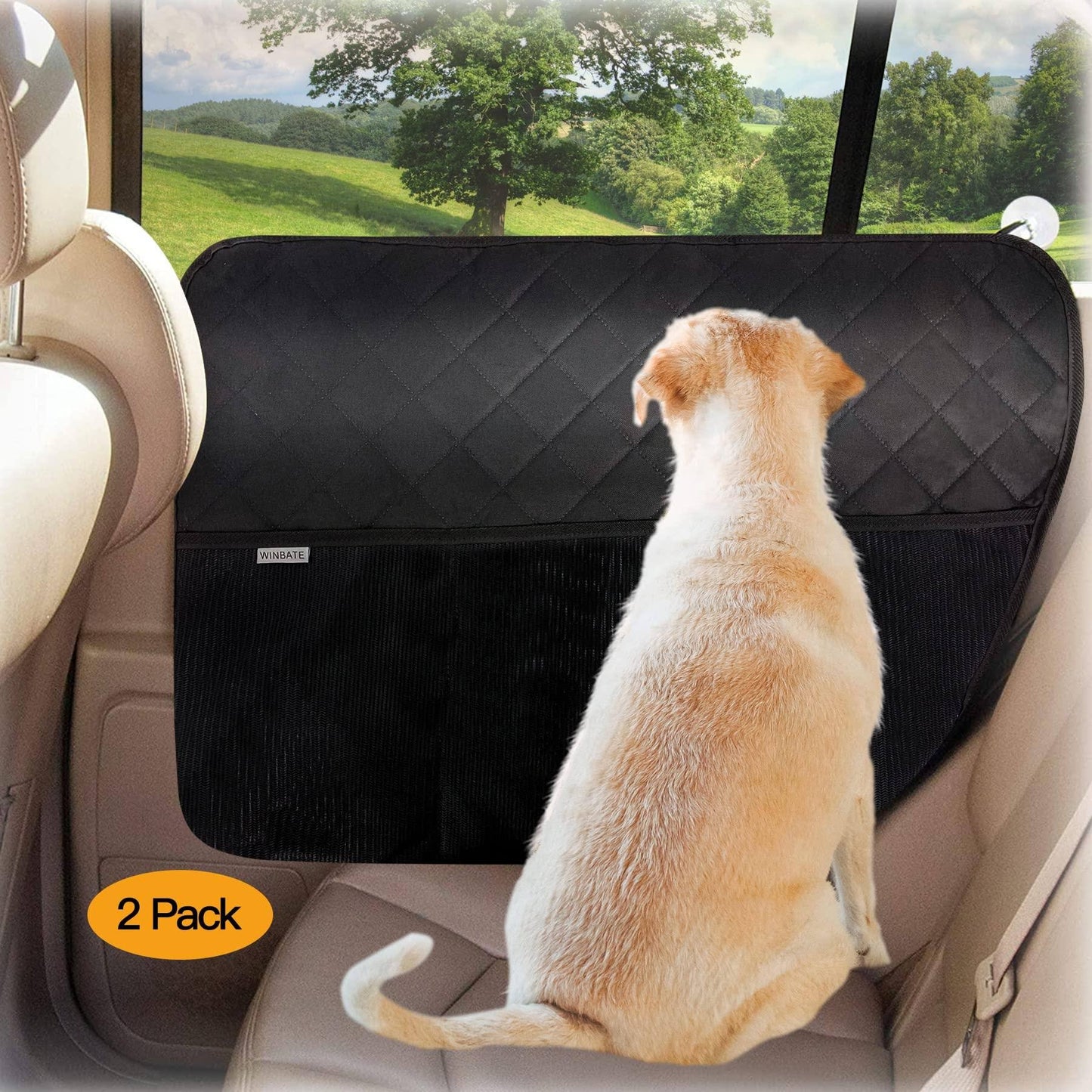 Winbate 2pcs Dog Car Door Protector, 29.5 x 20.47 Car Door Cover Waterproof Scratchproof Nonslip Durable Machine Washable Car Door Protectors from