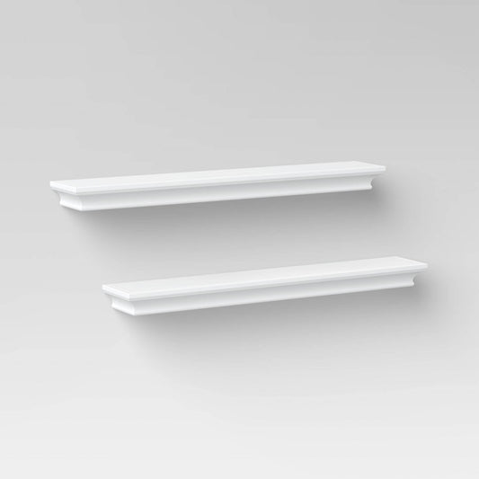 2pc Traditional Wall Shelf Set White - Threshold