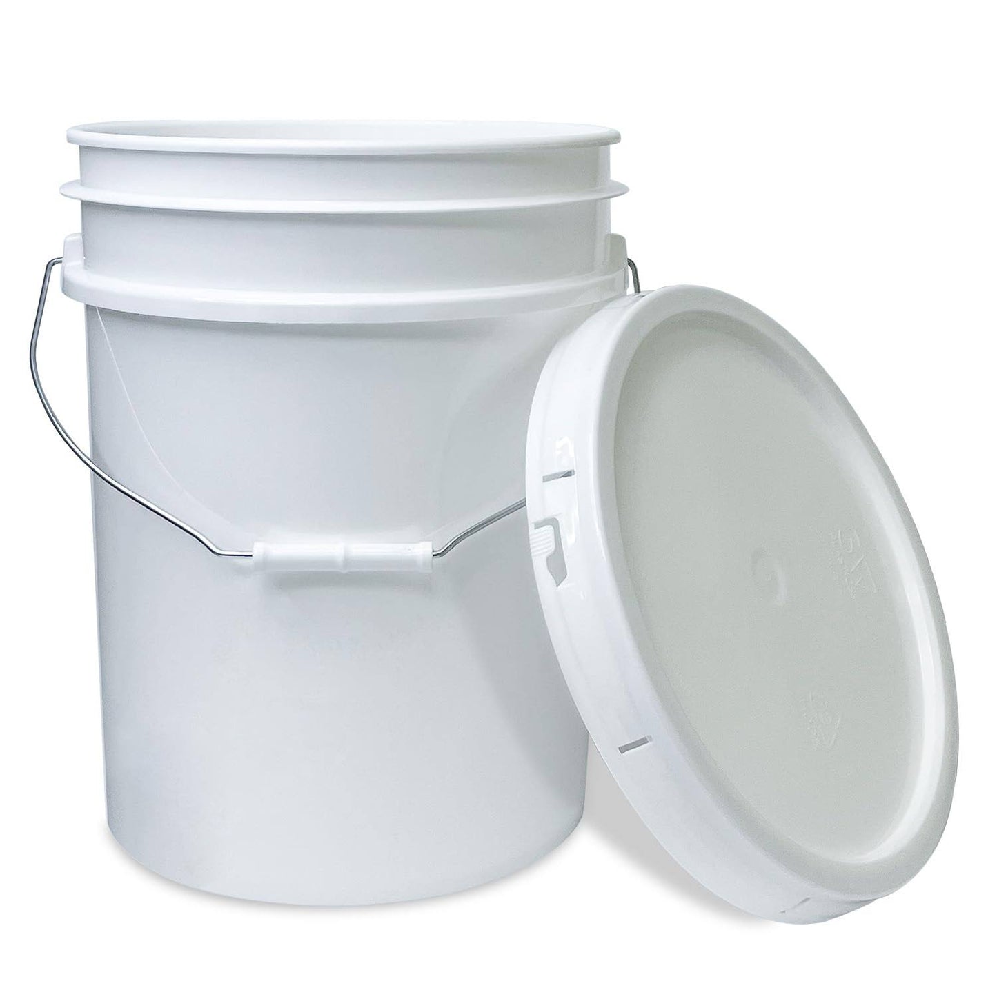 5 Gallon White Bucket & Lid - Durable 90 Mil All Purpose Pail - Food Grade - BPA Free Plastic -