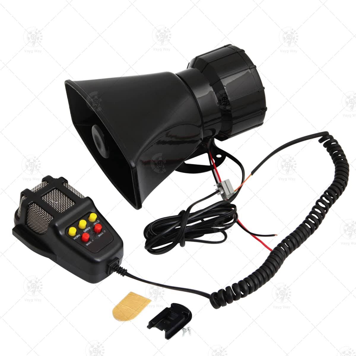 5 Tone Sound Car Siren Vehicle Horn with Mic Pa Speaker System Emergency Sound Amplifier By Vaygway