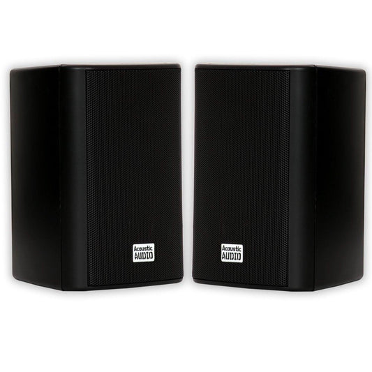 Acoustic Audio AA351B Indoor Outdoor 2 Way Black Speakers 1000 Watt 2 Pair Pack AA351B-2Pr