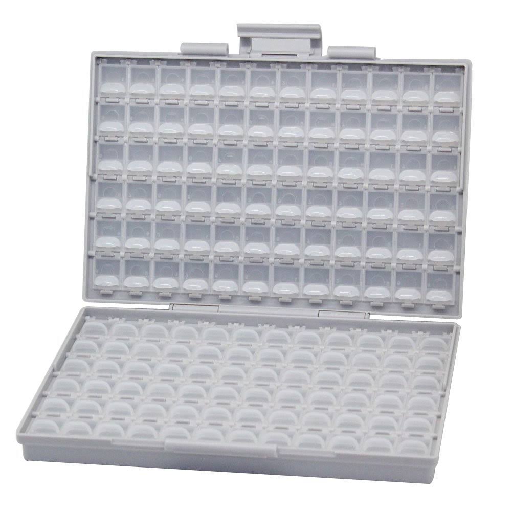 AideTek Box-All Enclosure for Surface Mount Components 1206 0805 0603 0402 0201 size+ 198 White Labels 144 Compartments with Lid Hold Up to 300pcs