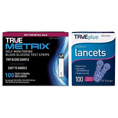 100ct True Metrix NFRS Test Strips + 100ct TRUEplus 30g Lancets