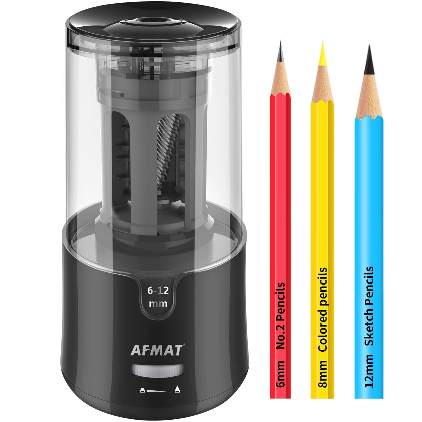 AFMAT Electric Pencil Sharpener, Sharpener for Colored Pencils, Black