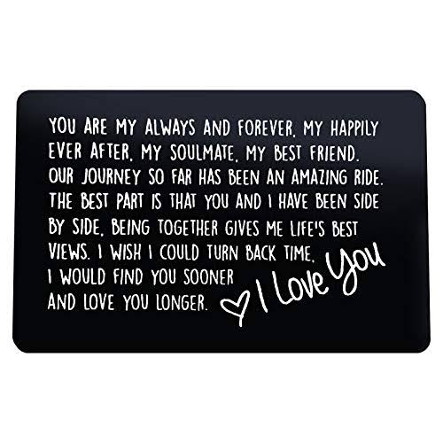 Xiahuyu Engraved Wallet Insert Card for Boyfriend Fiance Husband I Love You Gifts for Him Anniversary Card Gifts Valentines Day Gifts Christmas