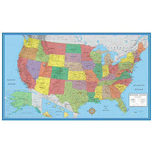 24x36 United States, USA Classic Elite Wall Map Mural Poster (Paper Rolled)