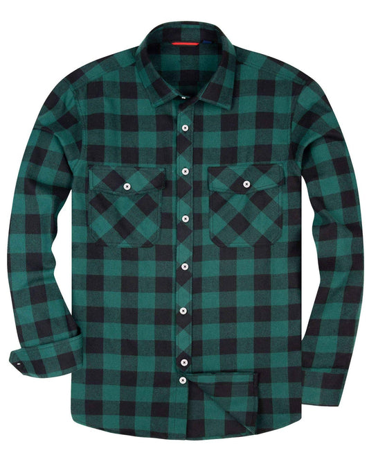 Alimens & Gentle Mens Button Down Regular Fit Long Sleeve Plaid Flannel Casual Shirts Color: Red Size: Large