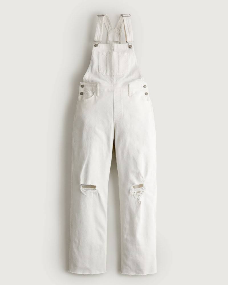 White Baggy Overalls in Cream Size M from Hollister