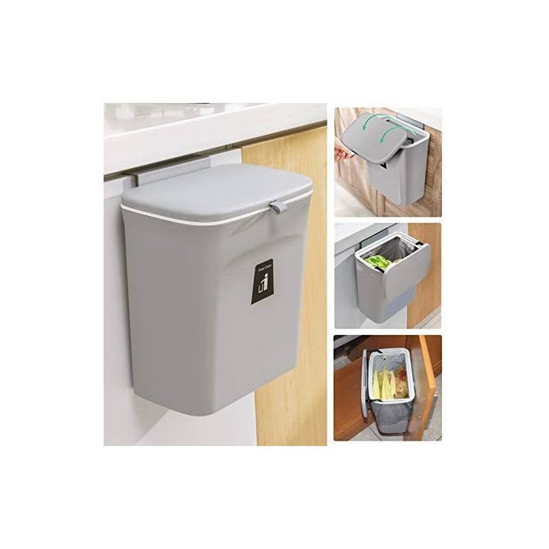 24 Gallon Kitchen Compost Bin for Counter Top or Under Sink, Hanging Small Trash Can with Lid for Cupboardbathroombedroomofficecamping, Mountable