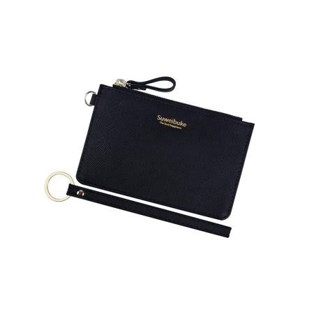 Aiyo Nice Women Slim RFID Card Case Holder Wristlet Zip ID Case Wallet Small Leather Wallet Coin Purse with Keychain