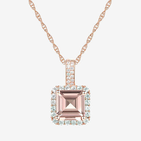 Yes Please! Womens Lab Created Champagne Sapphire 14K Rose Gold Over Silver Pendant Necklace