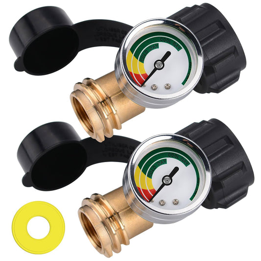 2 Pack Upgraded Propane Tank Gauge Level Indicator with Color Coded Dial for 5lb-40lb Propane Tank, Propane GAS Pressure Gauge with Qcc1/ Type1