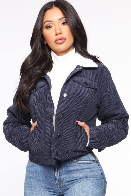 Womens Fashion Nova Enjoy The Ride Jacket in Navy/Combo