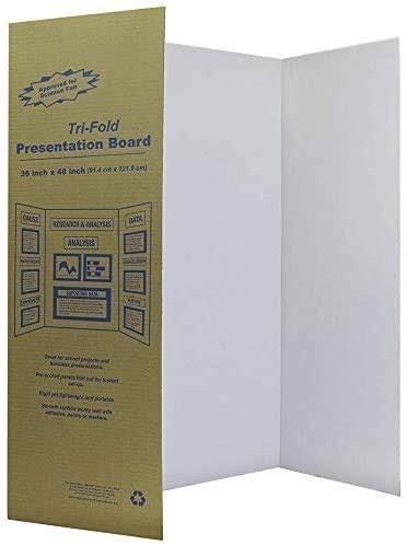 White Trifold Presentation Board 36 x 48 Display Exhibition Board Lightweight and Portable with Smooth Surface Great for Business Presentations