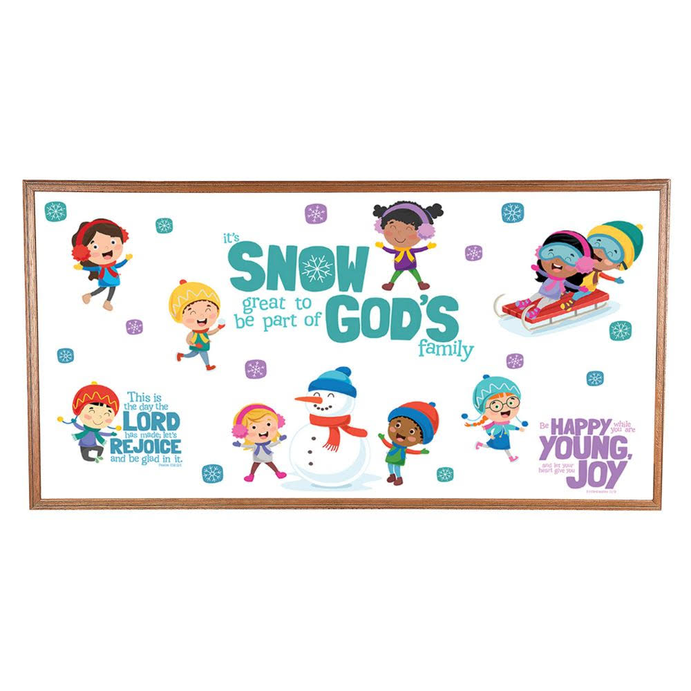 9 PC Religious Winter Kids at Play Bulletin Board Set