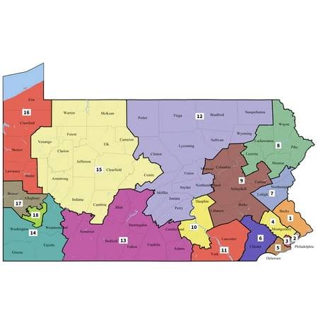 36x24in Coated Paper 2018 PA Statewide Remedial Congressional Districts, Size: 36 x 24