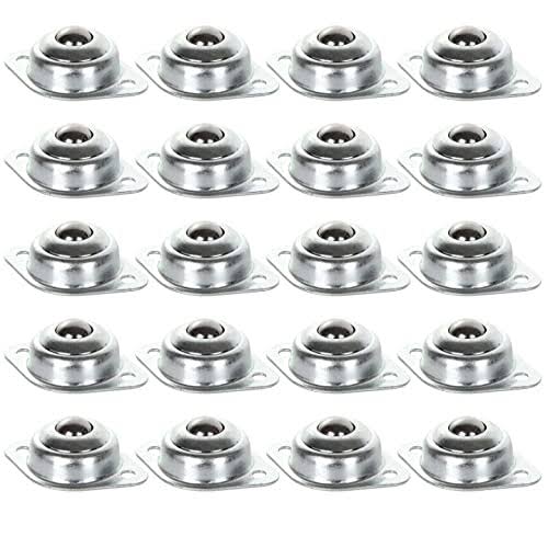 Ziqi 16 Pack 12 Roller Ball Transfer Bearings, Carbon Steel Ball Transfer Unit Swivel Ball Caster Roller Transfers, Ball Casters Bear, Silver