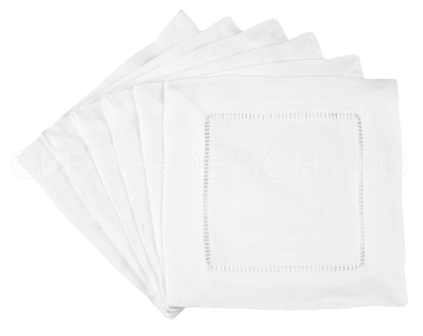 6 Pack - CleverDelights Natural Linen Hemstitched Dinner Napkins - 20 inch x 20 inch - 100% Pure Linen, Beige