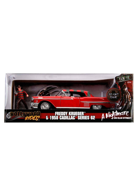 1958 Cadillac Series 62 Red with Freddy Krueger Diecast Figure Nightmare on