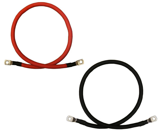 2 AWG Gauge Red Black Pure Copper Battery Inverter Cables Solar RV Car Boat 12 3 8 in Lugs