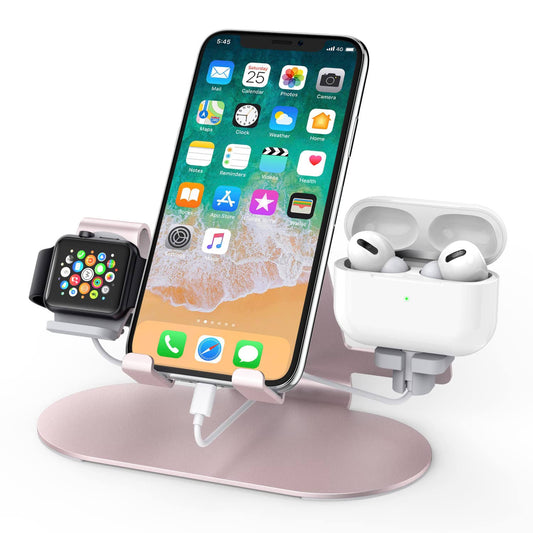 3 in 1 Aluminum Charging Stand for Apple Watch Charger Stand Dock for iWatch Series 8/SE/7/6/5/4/3/2/1, iPad, AirPods Pro 2/3/2/1 and iPhone 14/13