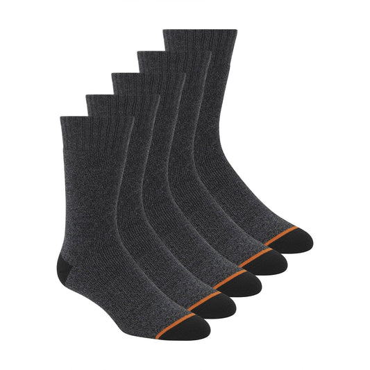 Weatherproof Mens 5 Pack Thermal Crew Socks, Black, 10-13