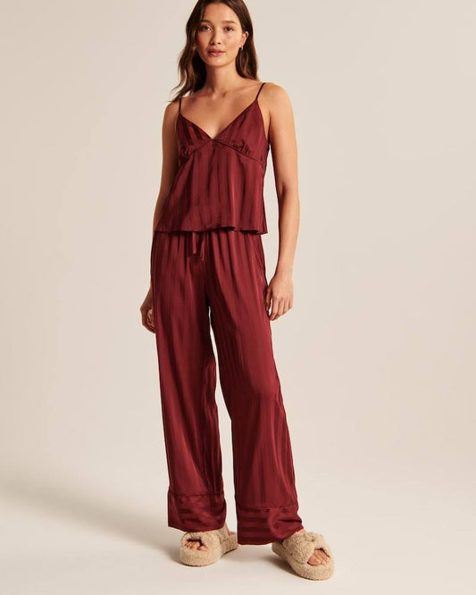 Womens Abercrombie & Fitch Satin Jacquard Sleep Pant