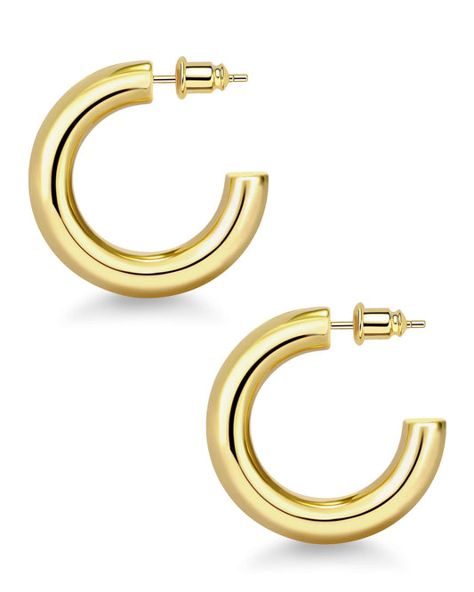 Wowshow Chunky Open Hoops Thick Gold Hoop Earrings for Women and Girls 30.0 Millimeters, Womens, Size: One size, Grey Type