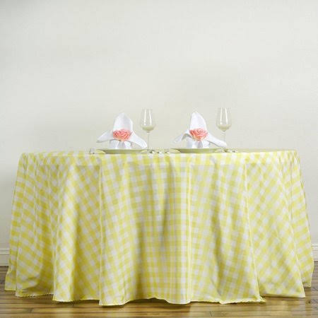 108 inch Round Black/White Checkered Wholesale Gingham Polyester Linen Tablecloth